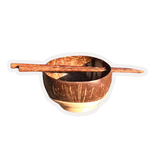 Coconut Bowl and Chopsticks Set - Coconut Shell Craft